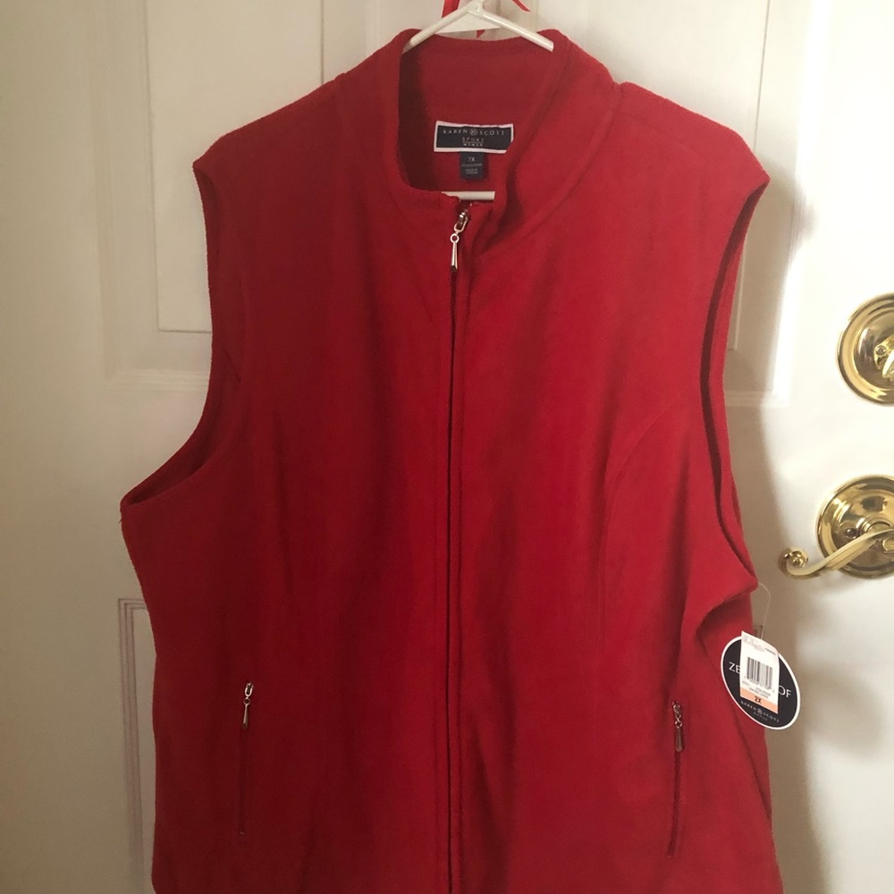 Red fleece vest